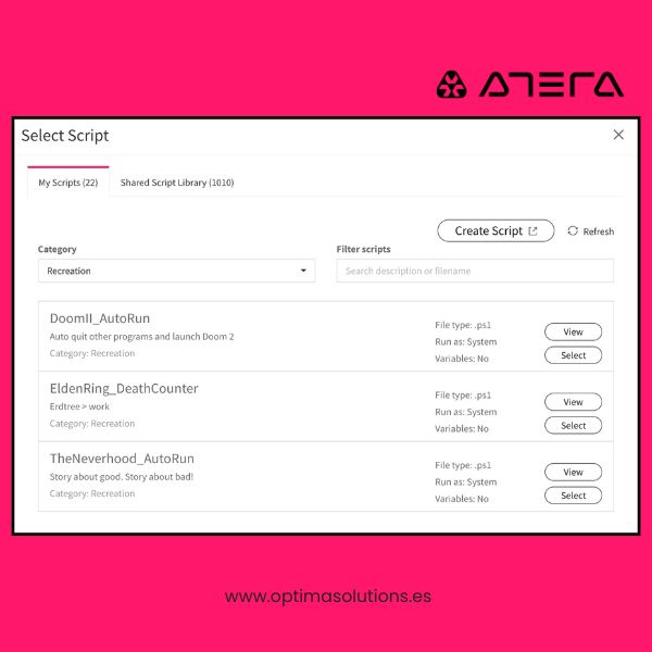 ejecucion scripts atera